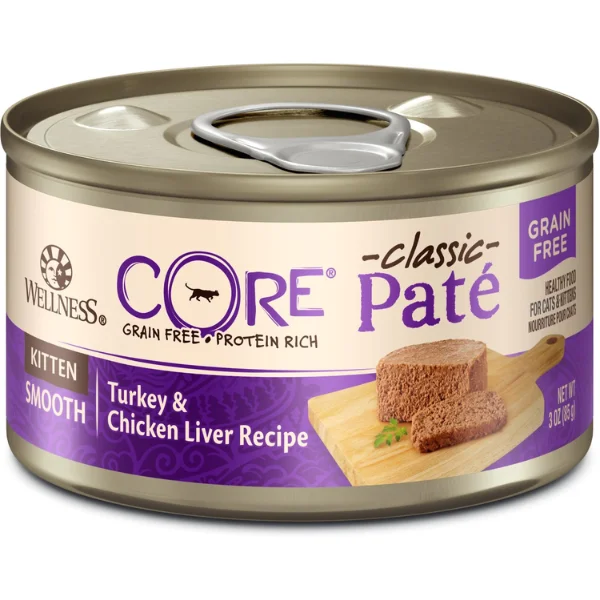 wellness core natural grain free turkey chicken liver pate canned kitten food