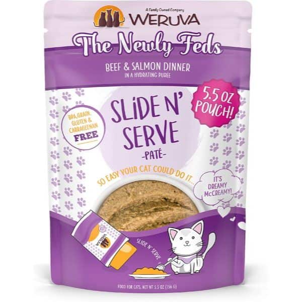 weruva slide n serve the newly feds beef salmon dinner pate grain free cat food pouches