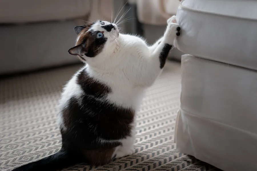 cats scratching couch