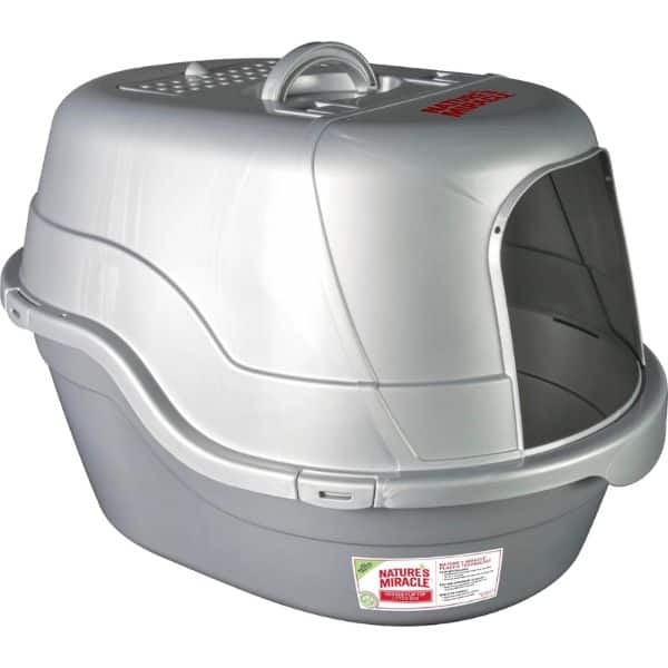 natures miracle silver oval hooded litter box 