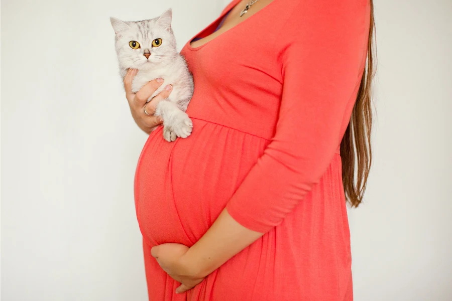 pregnant woman and cat